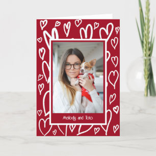 White Hearts Valentine Photo Frame Holiday Card