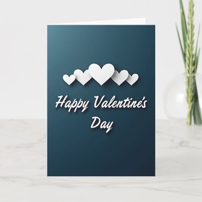 White Hearts Valentines Day Card (Front)