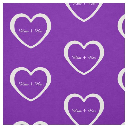 White Hearts with Names on Purple Fabric