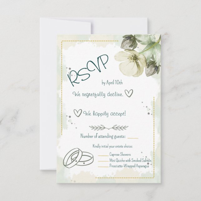 White Hellebore Watercolour Florals  RSVP Card (Front)