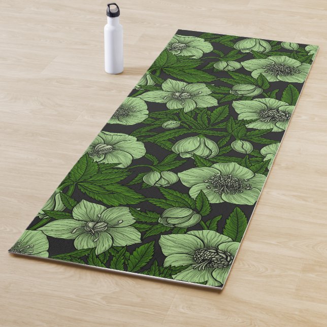White Hellebores with leaves Yoga Mat (In Situ)