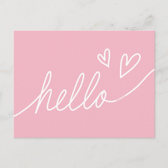 White "Hello" Lettering with Heart Shape Postcard (Front)