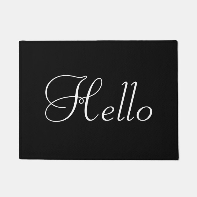 White Hello on Black Doormat (Front)