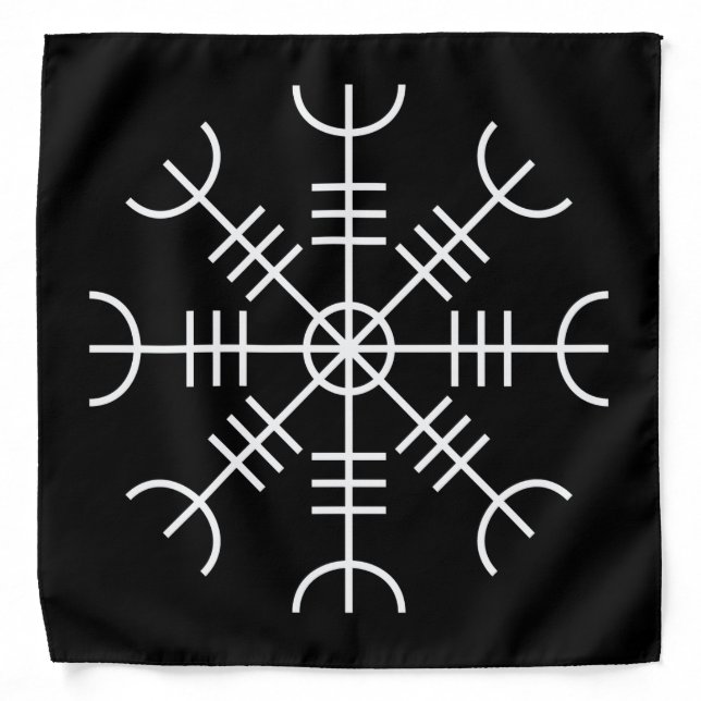 White Helm of Awe and Terror on Black Bandana (Front)