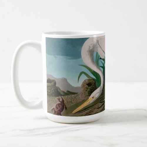 White Heron Birds of America Audubon Print Coffee Mug