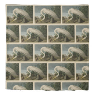 White Heron, Great Egret, Audubon Birds of America Duvet Cover