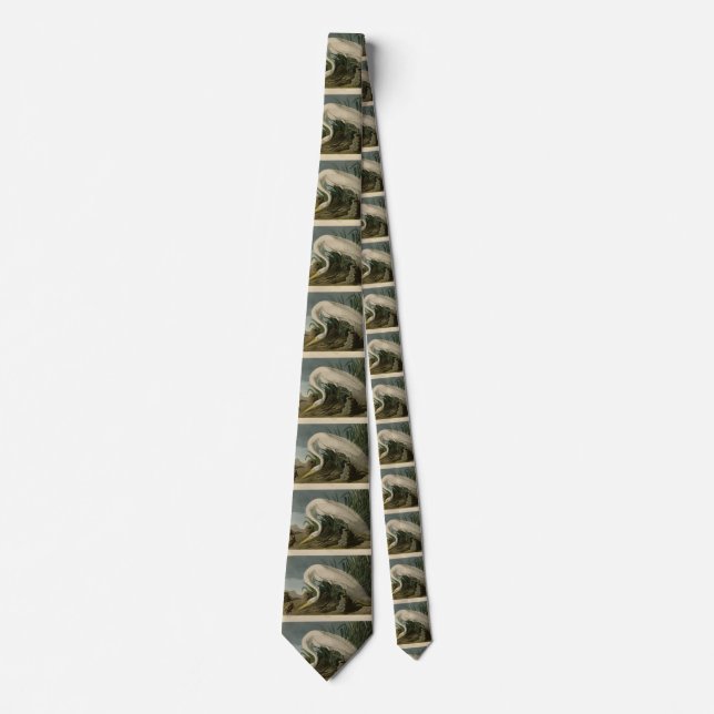White Heron, Great Egret, Audubon Birds of America Neck Tie (Front)