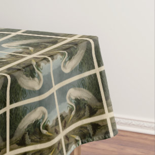 White Heron, Great Egret, Audubon Birds of America Tablecloth