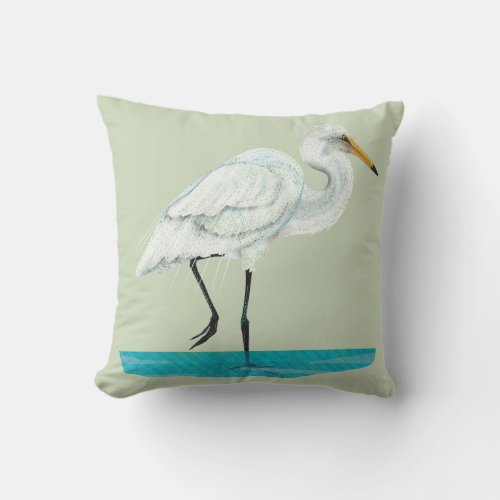 White Heron Throw Pillow