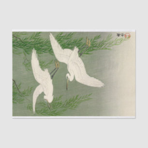 White Herons and Willow in Rain by Ohara Koson Tissue Paper