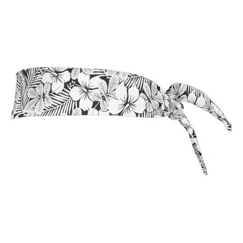 White hibiscus and palm leaves tie headband