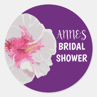 White Hibiscus Bridal Shower Sticker