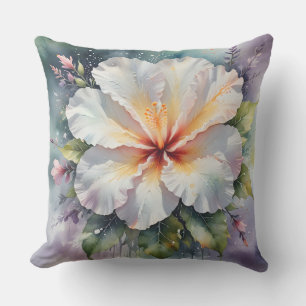 white hibiscus dream outdoor pillow