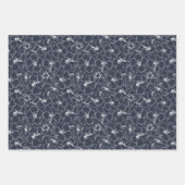 White Hibiscus Floral on Navy Blue Wrapping Paper Sheets (Front 2)