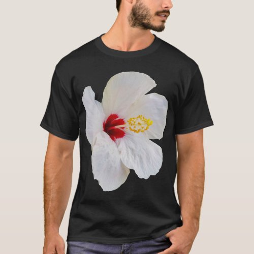White Hibiscus Floral Photo T_Shirt