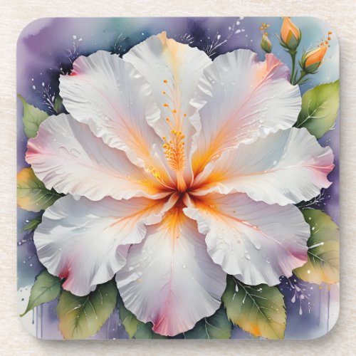 white hibiscus flower coasters