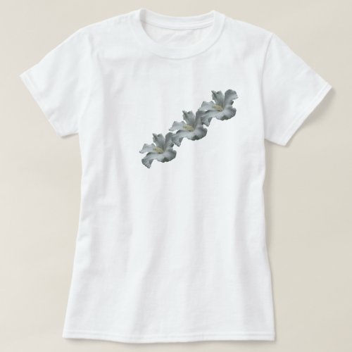 White Hibiscus Flower Cotton T Shirt