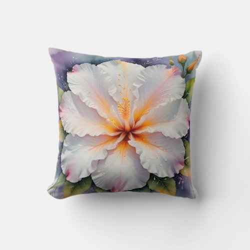 white hibiscus flower pillow