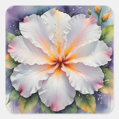 white hibiscus flower stickers