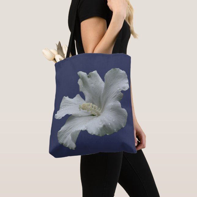 White Hibiscus Flower  Tote Bag (Close Up)