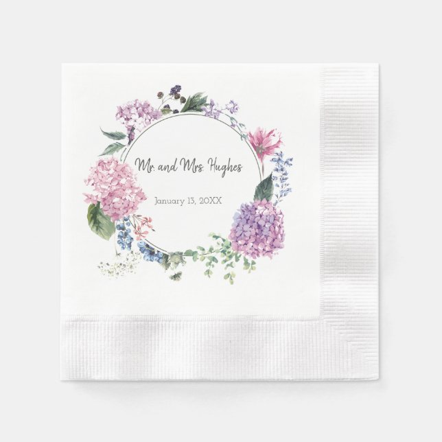 White hibiscus flower wedding napkins (Front)