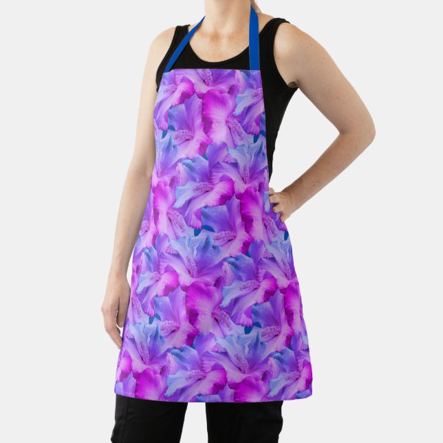 White Hibiscus Flowers Bouquet Pattern Tinted  Apron (Insitu)