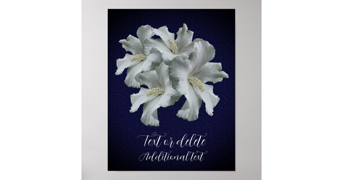 White Hibiscus Flowers Bouquet Personalized Poster Zazzle