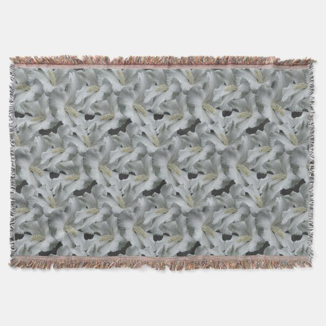 White Hibiscus Flowers Bouquet   Throw Blanket (Front)