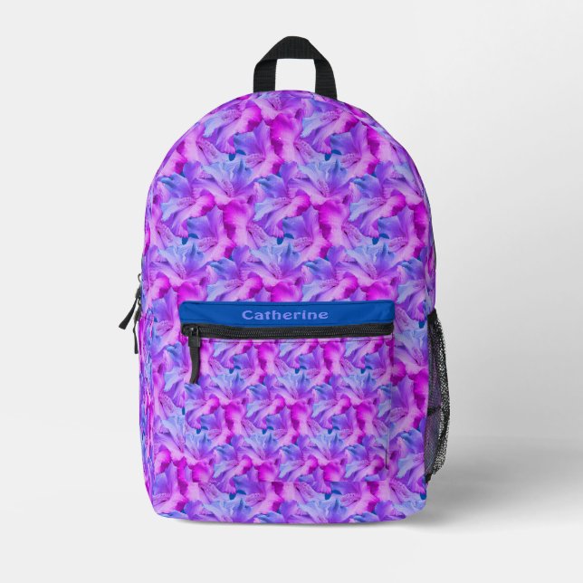 White Hibiscus Flowers Bouquet Tinted Personalized Printed Backpack (Front)