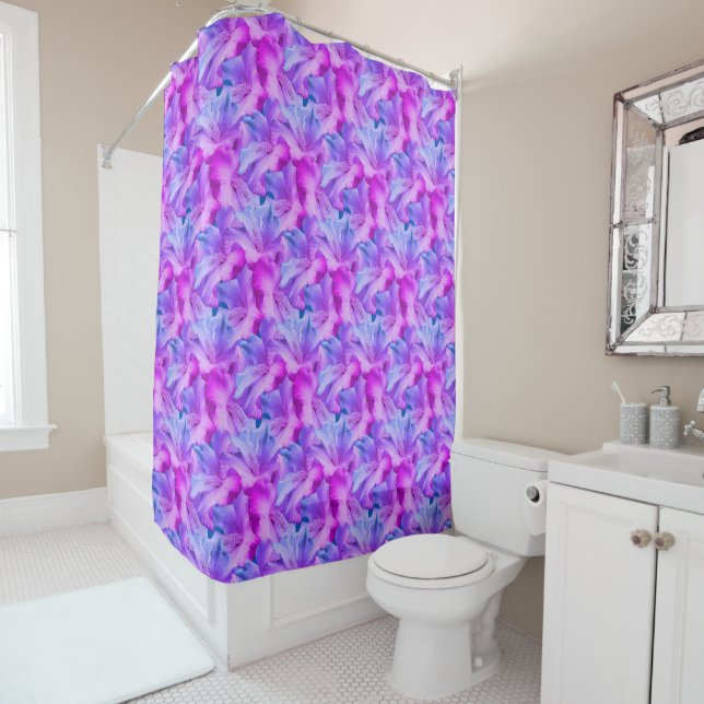 White Hibiscus Flowers Bouquet Tinted  Shower Curtain (In Situ)
