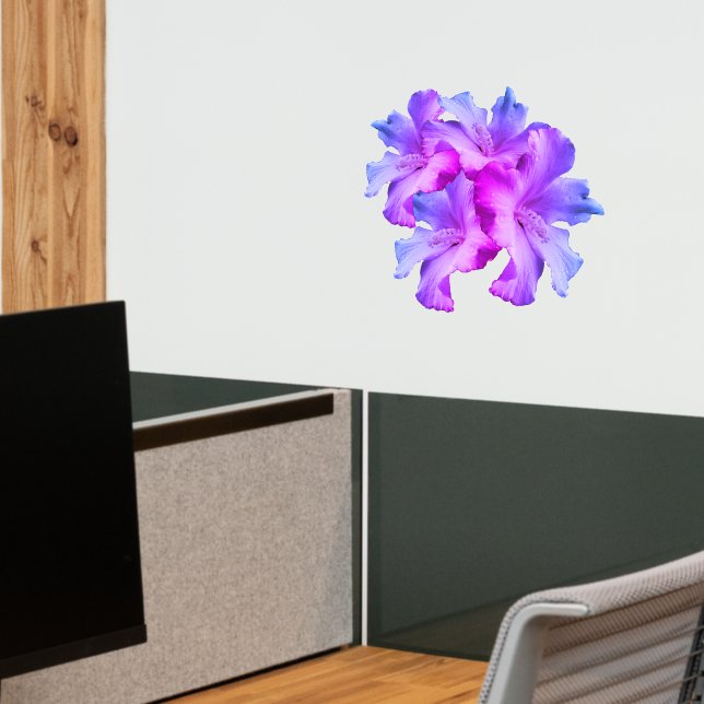 White Hibiscus Flowers Bouquet Tinted Wall Decal (Office 2)