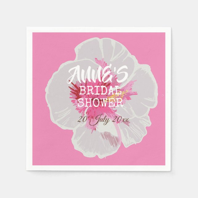 White Hibiscus Flowers Custom Napkins (Front)