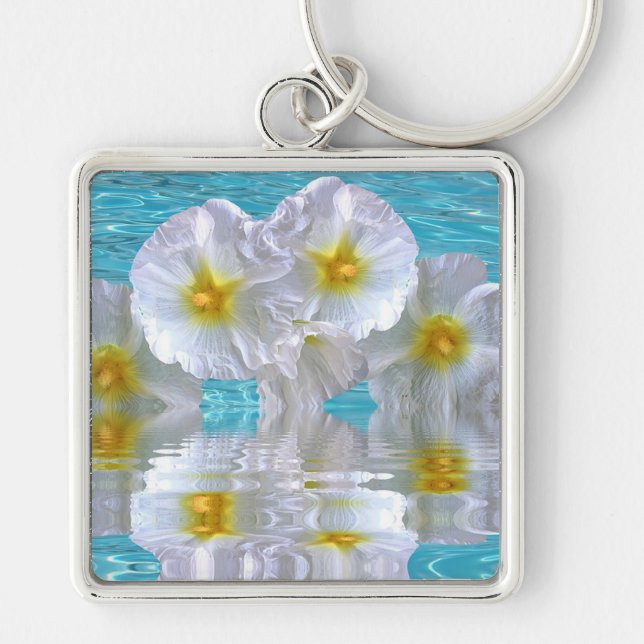 White Hibiscus Keychain (Front)