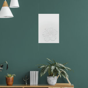 White Hibiscus Line Art Poster