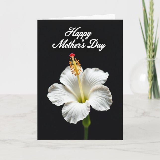 White Hibiscus Mothers Day Card (Front)