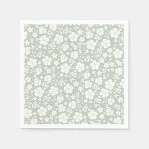 White Hibiscus on Light Jade Tropical Chic Napkins
