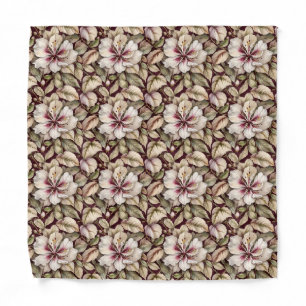 White Hibiscus on Maroon Bandana
