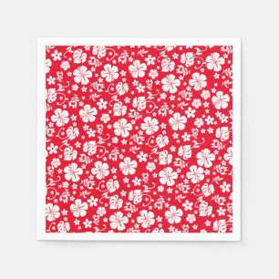 White Hibiscus on Red Tropical Chic Napkins