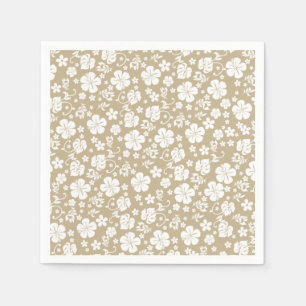 White Hibiscus on Taupe Tropical Chic Napkins