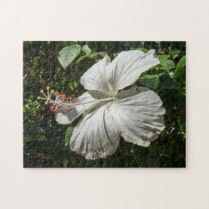 White Hibiscus Peaceful Nature Jigsaw Puzzle