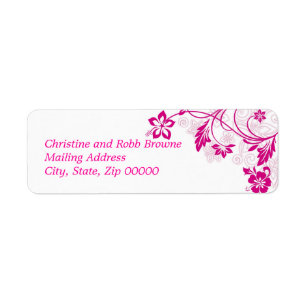 white hibiscus swirls ~ mailing label