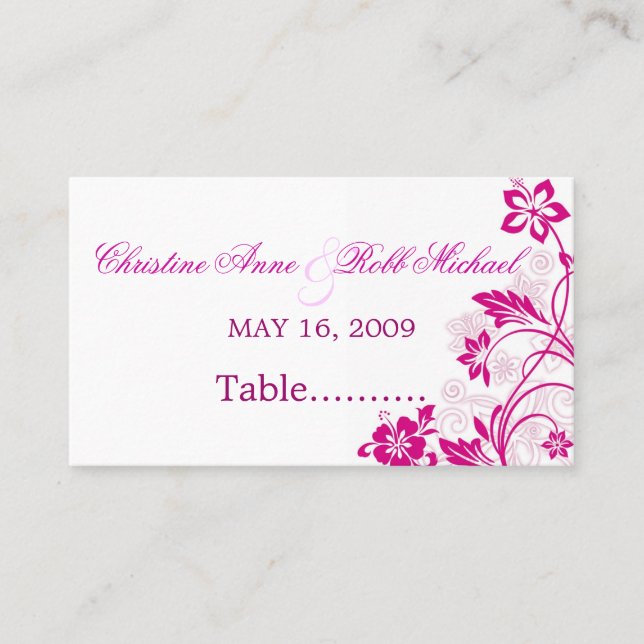 white hibiscus swirls ~ seating card (Front)