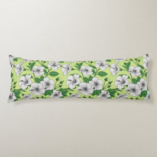 White Hibiscus Tropical Floral Pattern Body Pillow