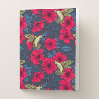 White Hibiscus Tropical Floral Pattern Pocket Folder