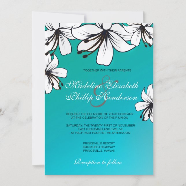 White Hibiscus-wedding invitation (Front)