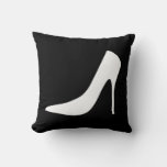 White High Heel Shoes On Black Background Throw Pillow at Zazzle