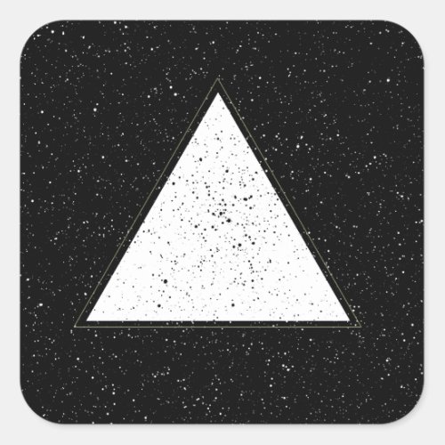 White hipster space triangle black background square sticker