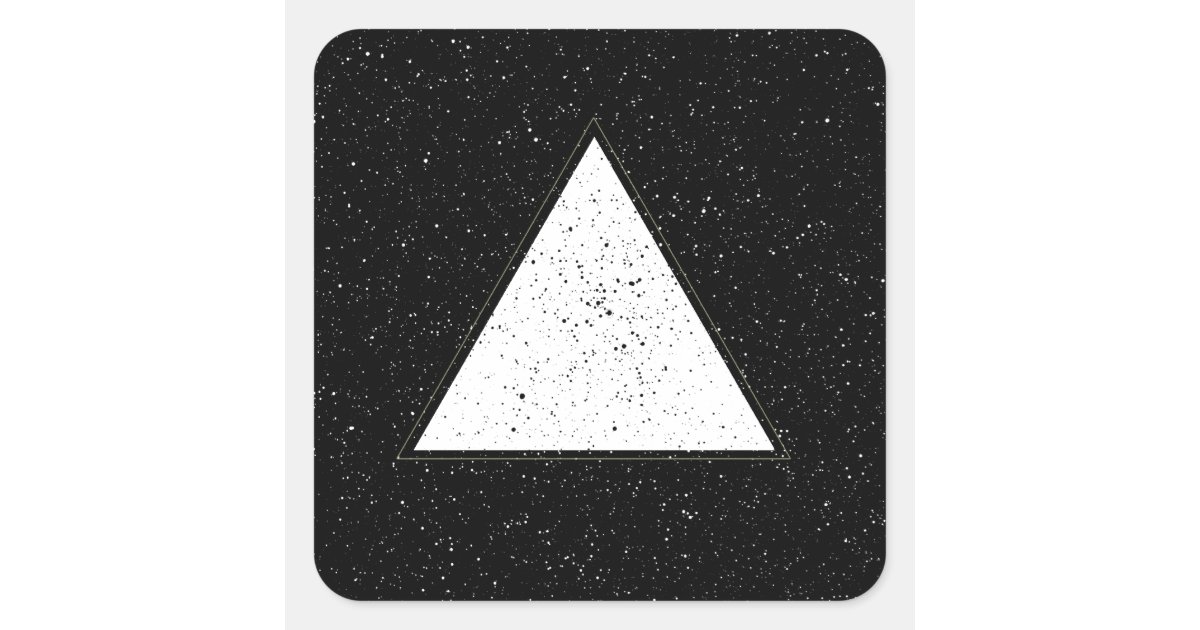 White hipster space triangle black background square sticker Zazzle