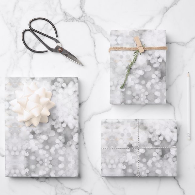 White holiday Christmas sparkle Wrapping Paper Sheets (Front)