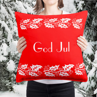white hollies in bright red -  God Jul